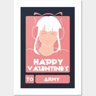 Girls in Happy Valentines Day to Army Posters and Art